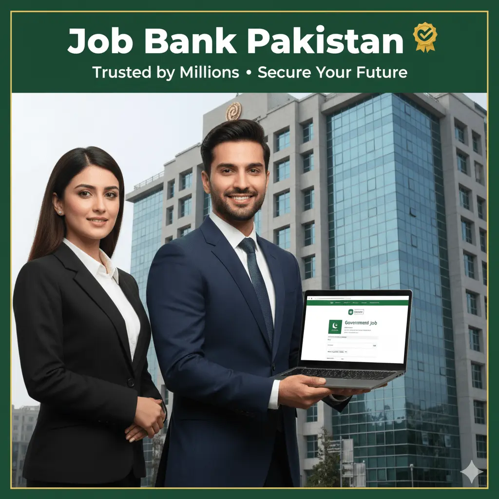 Job Bank Pakistan 2025 government jobs portal showing verified public sector career opportunities, salaries, and online application access for Pakistani job seekers